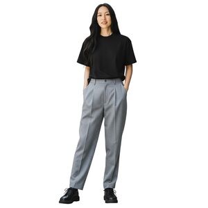 SELLECCA Pleated Front Trousers Straight Leg Gray Trousers Corporate Pants